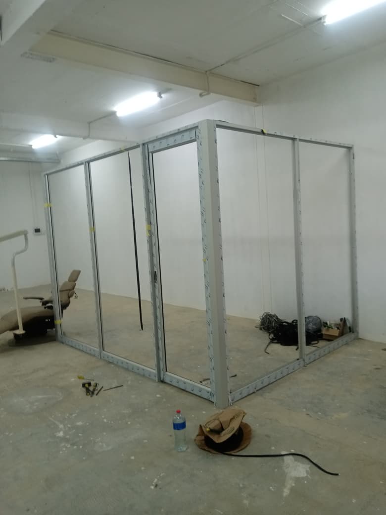 Modern glass office divider